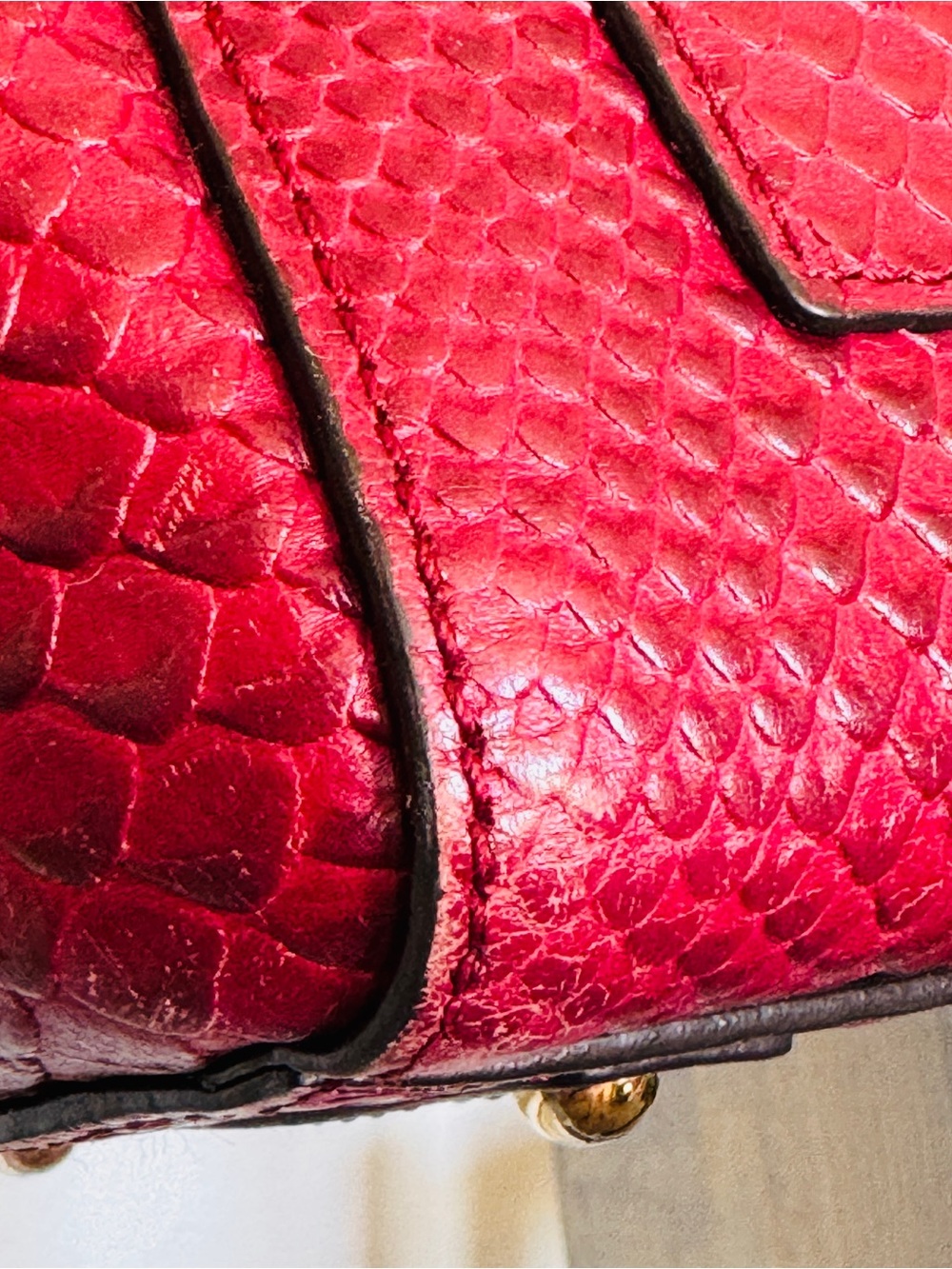 Dooney & Bourke Python Embossed Leather Tassel Tote Raspberry Brown Large - Picture 12 of 15